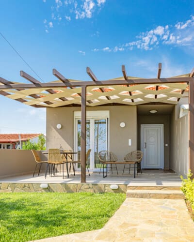 Outdoor seating and dining area