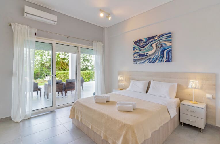 Bedroom and outdoor seating area