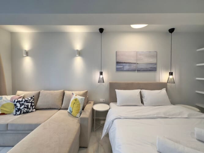 Bedroom and seating area