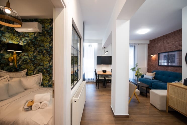 Bedroom and seating area