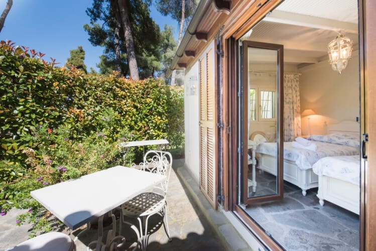 Bedroom and outdoor seating area