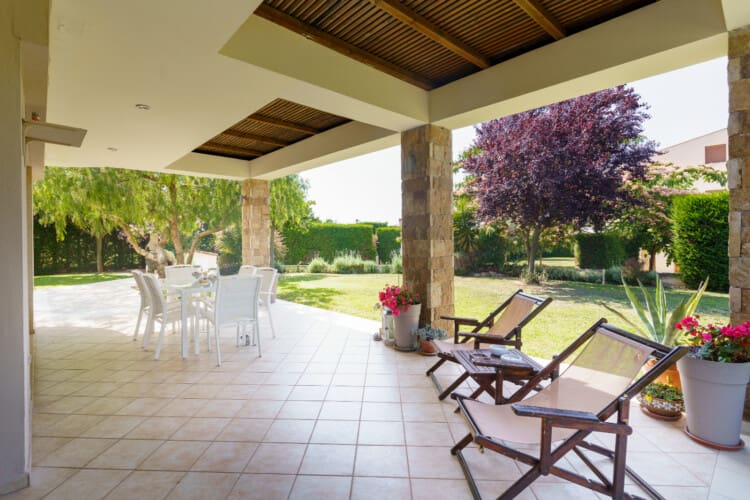 Outdoor seating area and garden