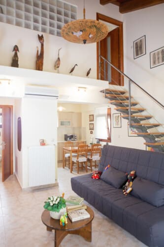 Living room with stairs