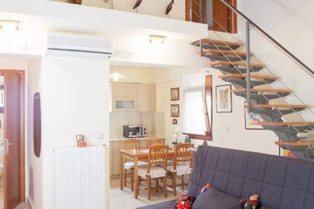 Living room with stairs