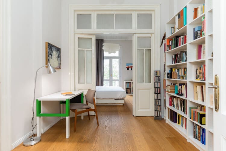 Work desk with library