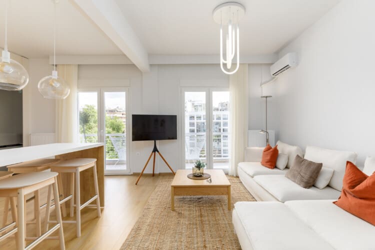 Living room with city view