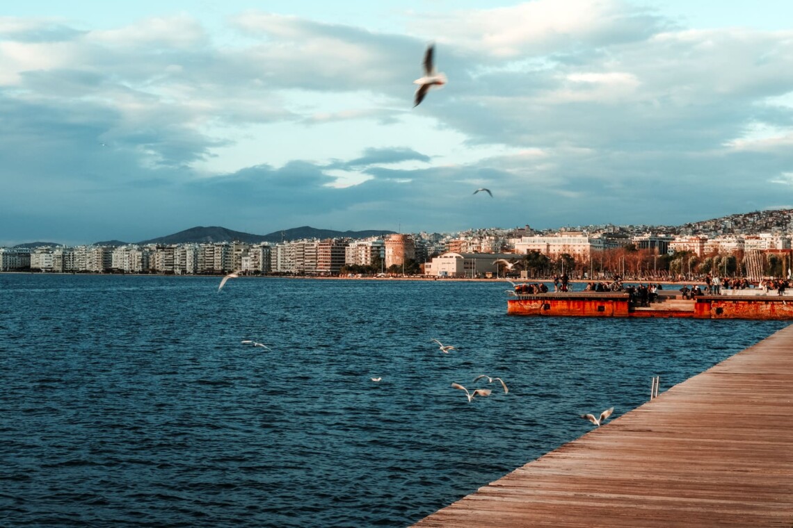 Nea paralia on a cloudy afternoon.